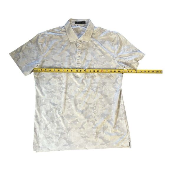 G/FORE Performance Fabric Camo Skulls Mens Medium Tech Polo Golf Shirt White - Picture 4 of 10